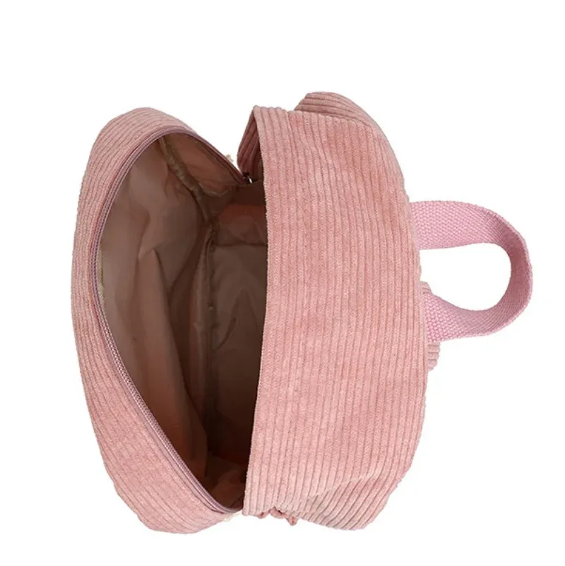 sac dos velours côtelé broderie personnalisation voyage grande capacité pliable extensible poche intérieure poche extérieure bandoulière arquée fermeture éclair