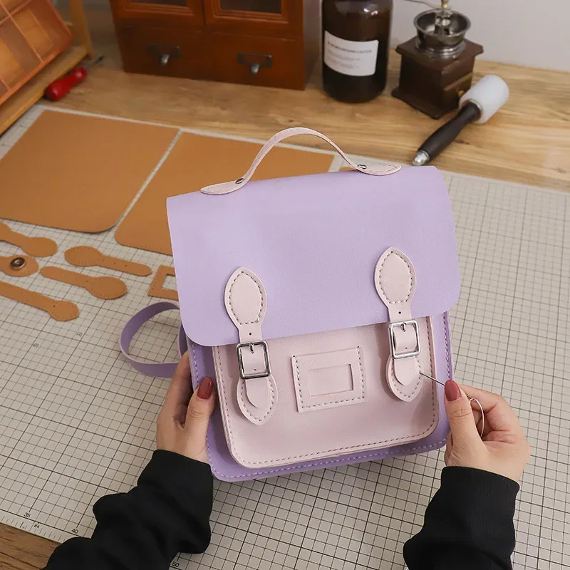 sac à dos rétro fait à la main, sacoche cousue à la main, matériel de bricolage personnalisé, sac tissé cambridge de grande capacité