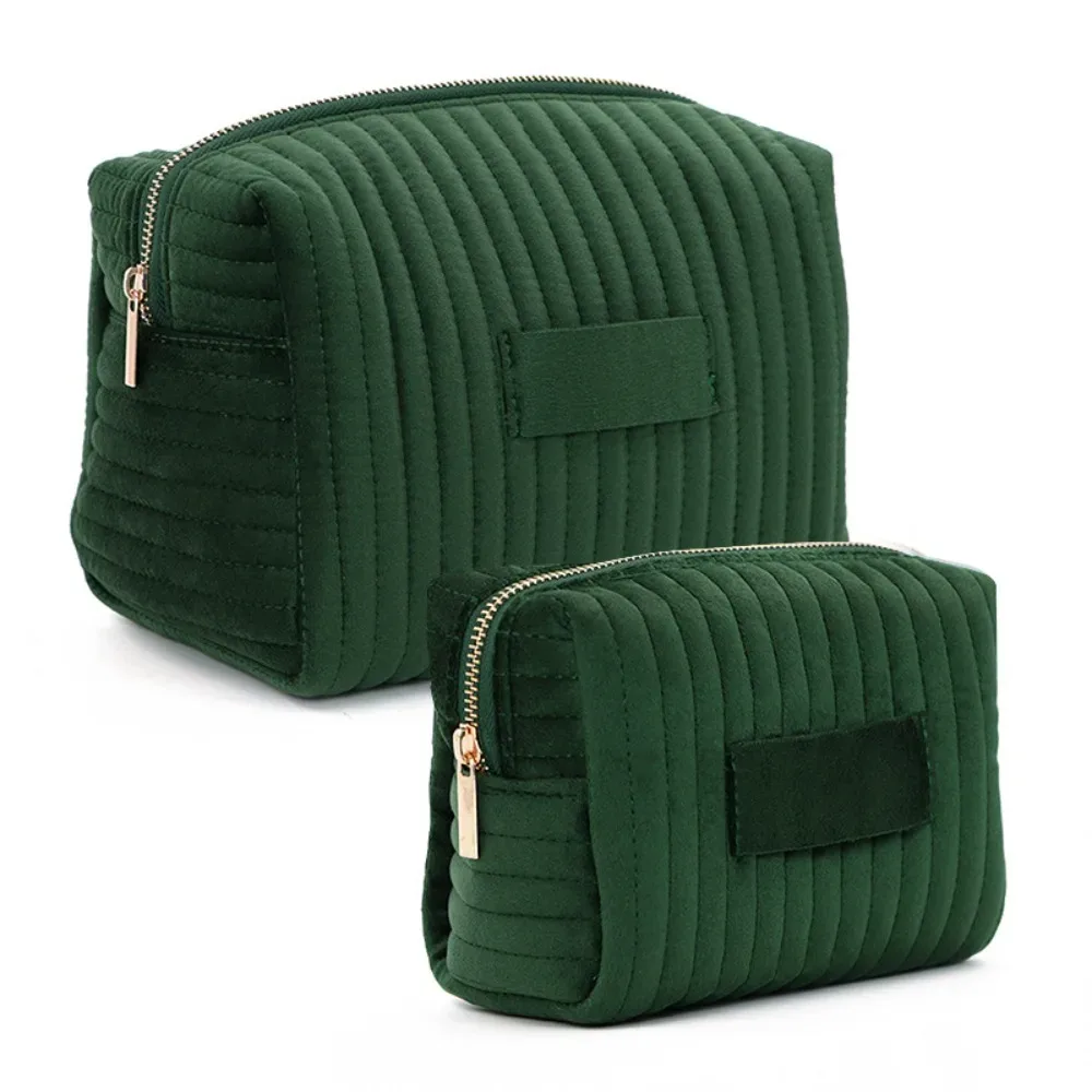 trousse de maquillage portable en velours de grande capacité, couleur unie, organisateur de lavage, trousse de toilette de voyage, cadeau, pochette à cosmétiques à fermeture éclair, à la mode