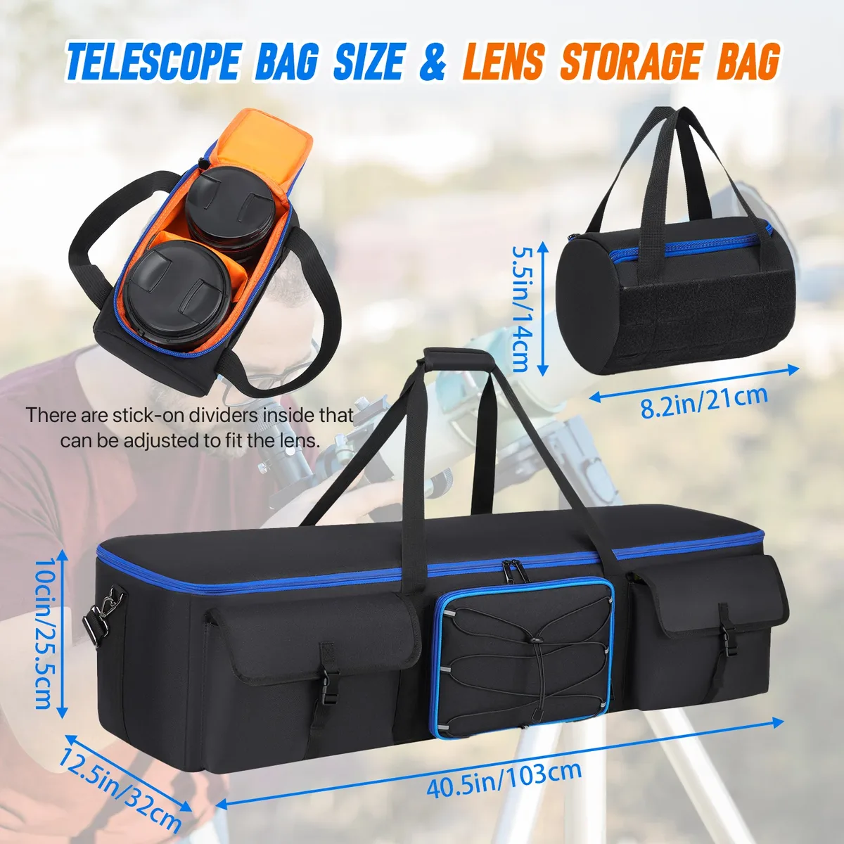 grand sac de télescope 40 pouces, mallette de transport pour trépied, sac de rangement rembourré pour télescope, accessoires de télescope, étui de transport