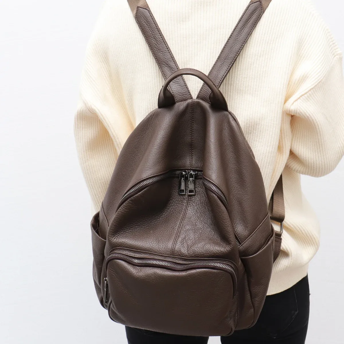 sac à dos en cuir de vache naturel pour femmes et hommes, design minimaliste, décontracté, quotidien, polyvalent, sacs à bandoulière pour étudiants, sac à dos de voyage