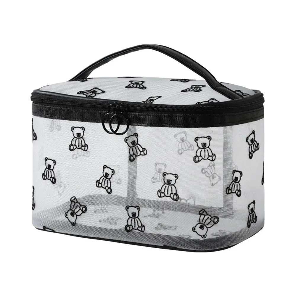 sacs à cosmétiques en maille grande capacité, pochette de rangement multifonctionnelle pour articles de toilette, fermeture éclair avec poignée, organisateur d'objets divers pour le camping