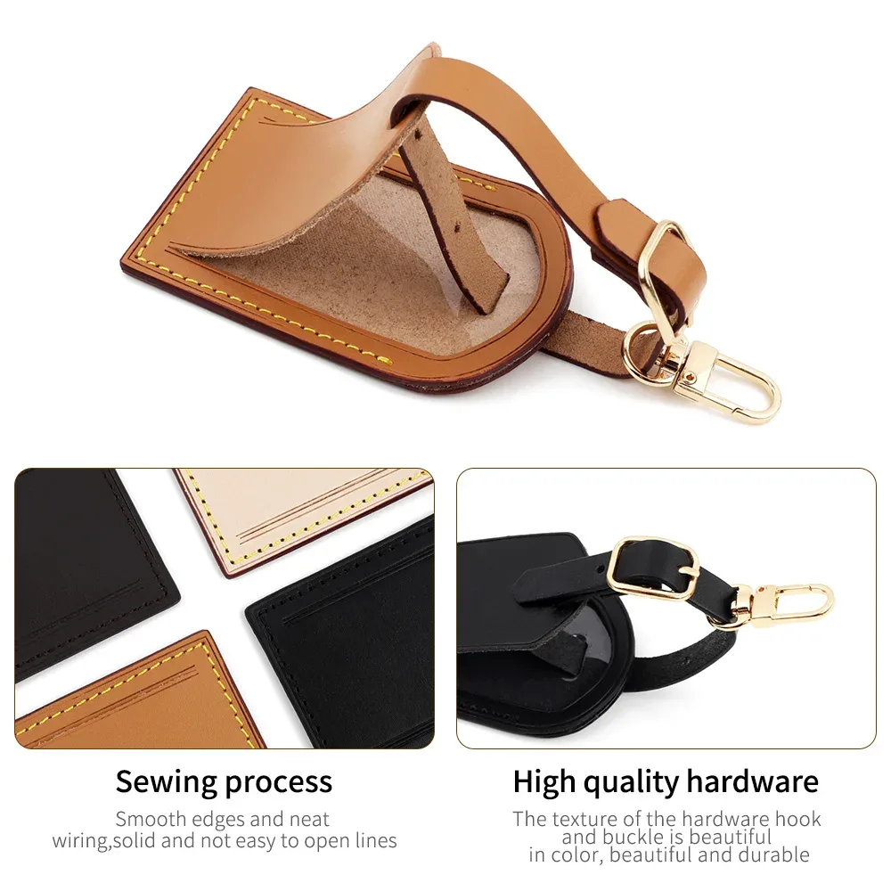 étiquettes de bagage en cuir tanné végétal pour sacs à main, valises, sacs d'affaires et cartes d'embarquement – accessoires de voyage