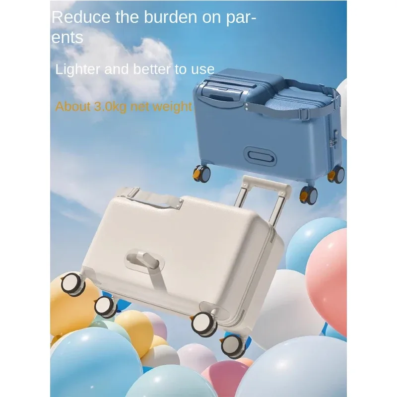 valise pour enfants de 21 pouces, valise de voyage en cabine assise pour monter, garçon et fille, cheval en bois, boîtier de chariot pc, roue de frein universelle, bagages pour bébé