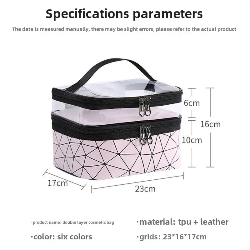 sac à cosmétiques imperméable en pvc pour femmes, sac à main portable de voyage en cuir pour articles de toilette, rangement, trousse de maquillage, sac à main transparent