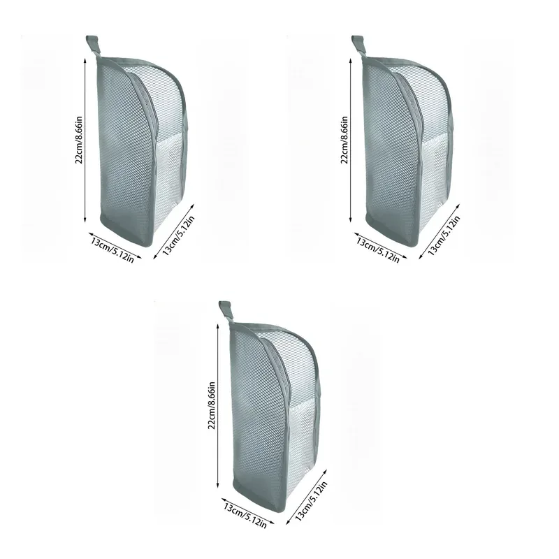 trousse de toilette portable en maille, organisateur de voyage suspendu léger et pliable transparent pour brosse à dents et articles de voyage