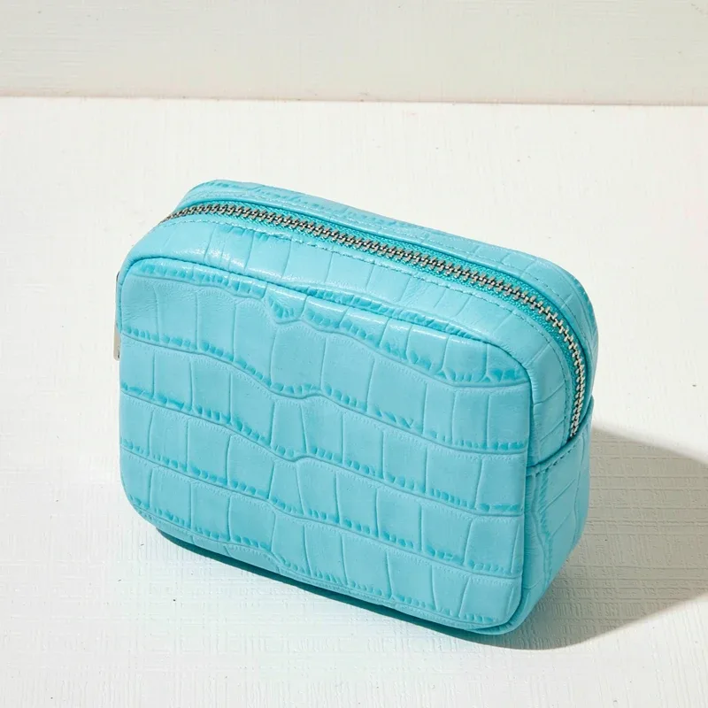 personnaliser les initiales en cuir véritable motif crocodile pochette mini boîte sacs de maquillage pour les femmes de luxe concepteur 2026 nouveau en cuir de vache naturel voyage affaires organisateur sac