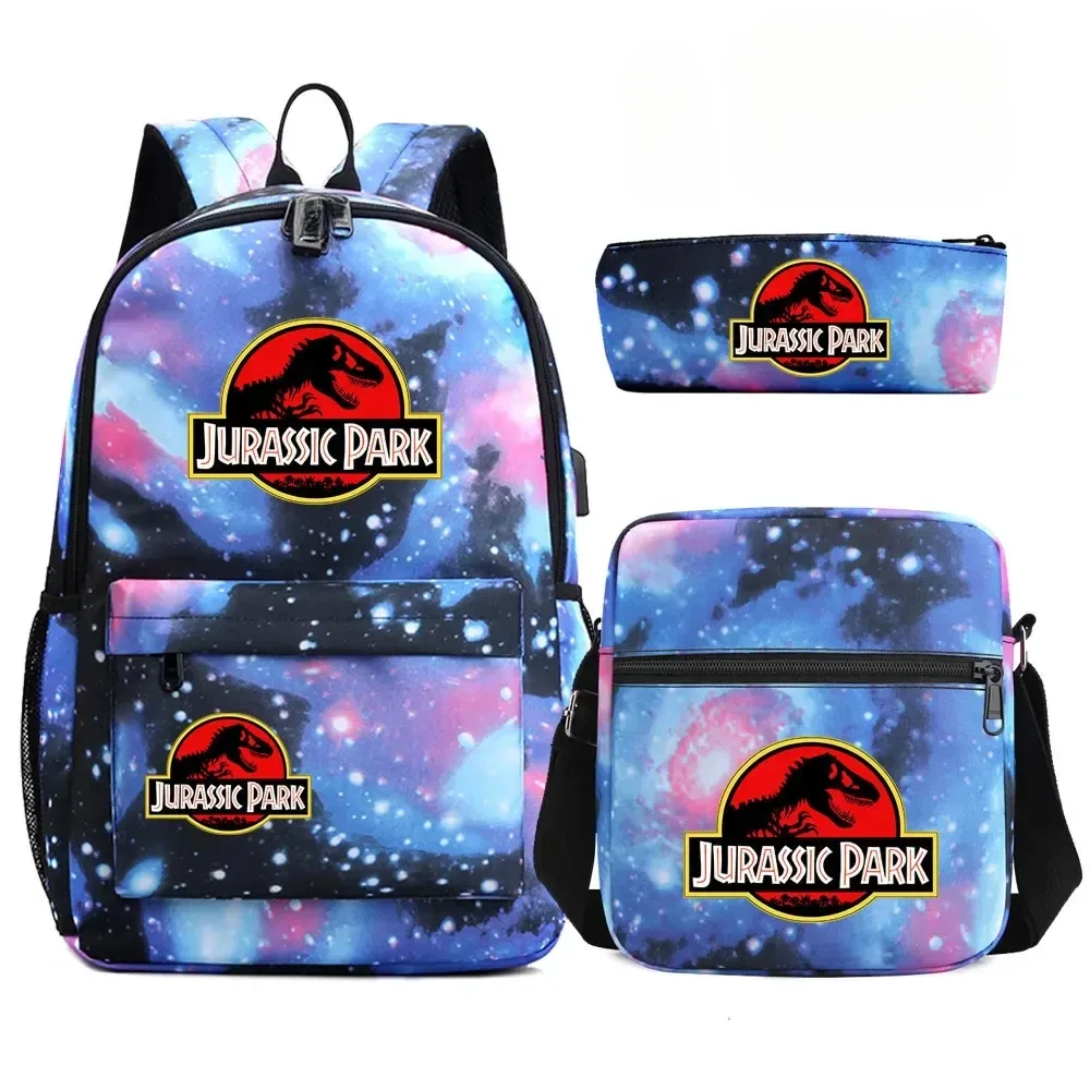 sac à dos de voyage avec serrure antivol usb pour garçon et fille, cartable pour livre d'école pour enfants, sac à stylo, 3 pièces