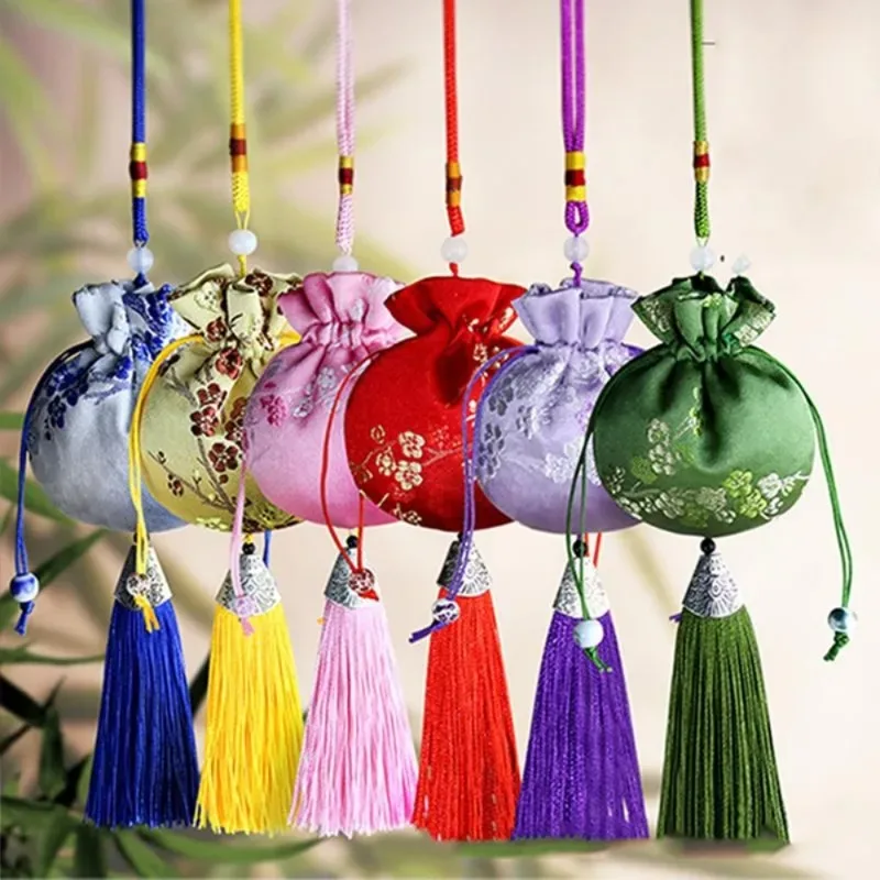 sachet vintage brocart hanfu accessoires voiture accrocher intérieur portable sachet bijoux sac de rangement