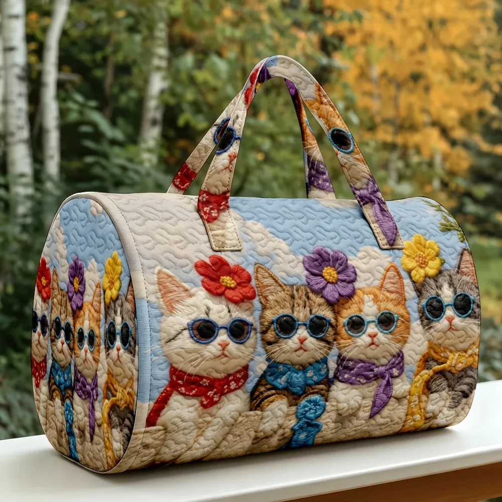 sac fourre-tout à motif de chat avec motif imprimé en 3d – sac à main léger pour les voyages – grand sac de courses rétro à grande capacité.