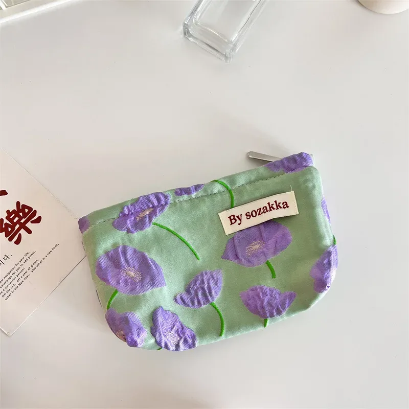 sac de rangement pour cosmétiques de voyage pour femmes, fleurs en relief français, portefeuille mignon, kits de maquillage, sacs à main, étui à crayons pour téléphone, sac d'évaluateurs