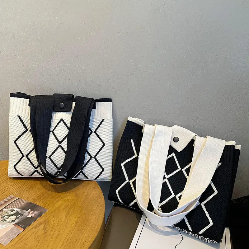 nouveau sac à bandoulière tendance grande capacité pour femmes – sacs à main polyvalents en tricot et crochet
