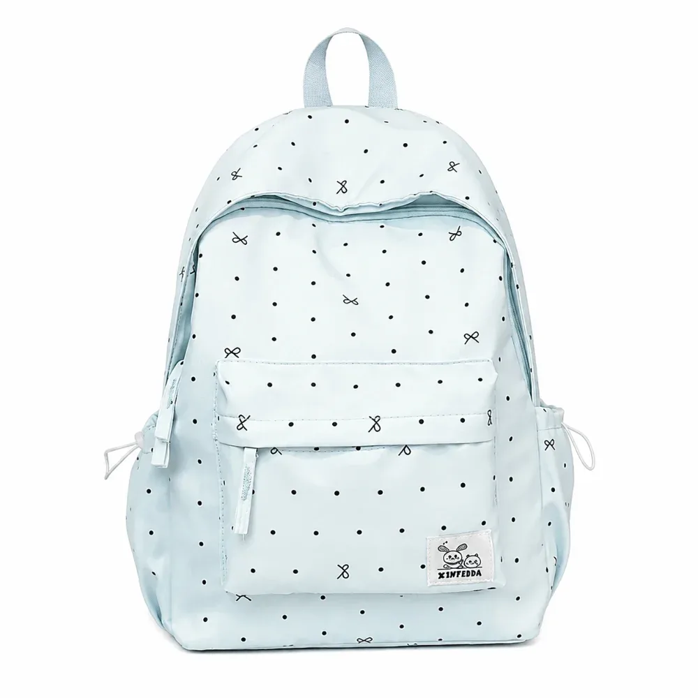 sac à dos léger à pois avec nœud papillon, respirant, pour étudiants, sac à dos décontracté polyvalent de grande capacité pour filles