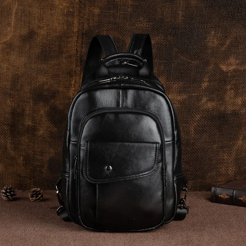 sacs de poitrine rétro pour hommes, sac vintage en cuir véritable pour hommes, nouveau sac à dos fait à la main, petits sacs à bandoulière, sac de poitrine, sacs de voyage