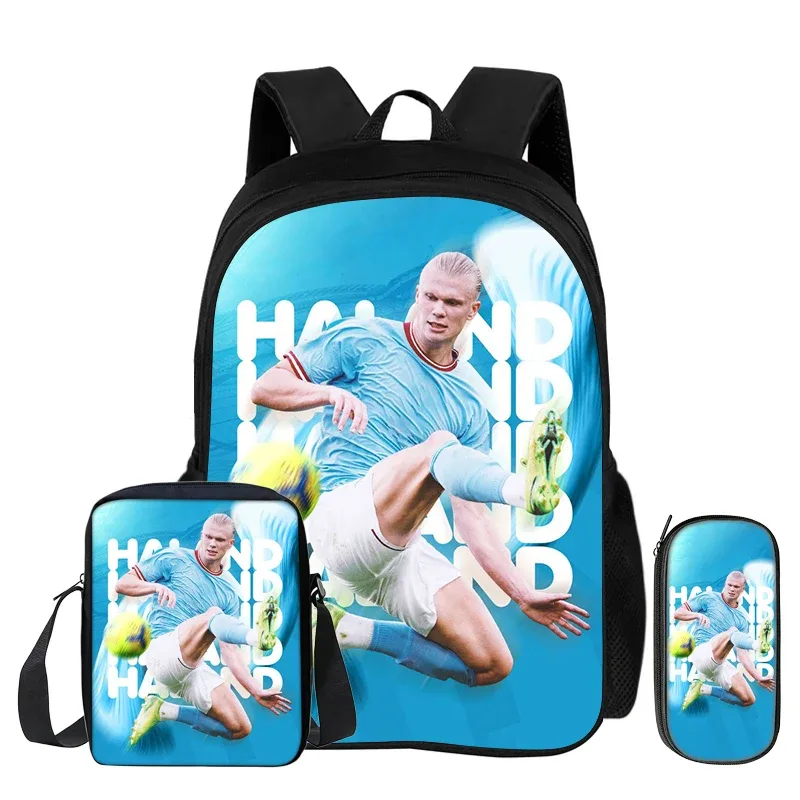 sac à dos d'école, sac à crayons, sac à dos de sport haaland pour enfants, ensemble de 3 pièces, sac à dos de footballeur star, cadeau