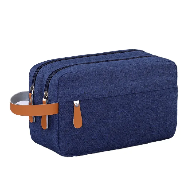sac de toilette personnalisé pour homme avec broderie de nom, sac de toilette double couche en tissu oxford grande capacité, pochette de voyage avec texte personnalisé