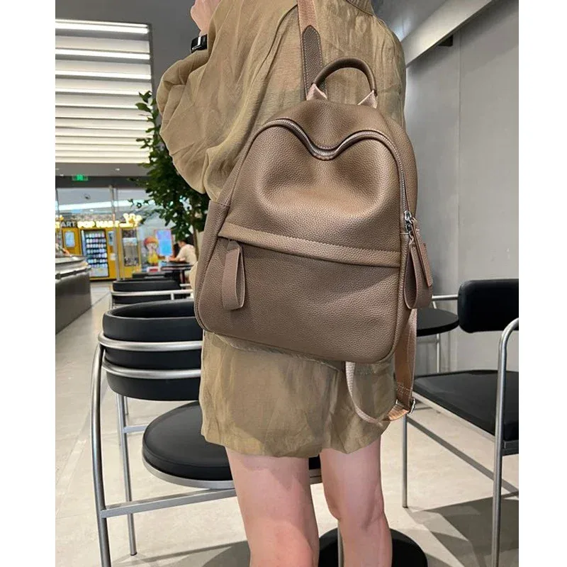 sac à dos de loisirs en cuir de vachette première couche pour femme, sac d'école blanc de grande capacité pour fille universitaire, sac de voyage commpiedmont initié