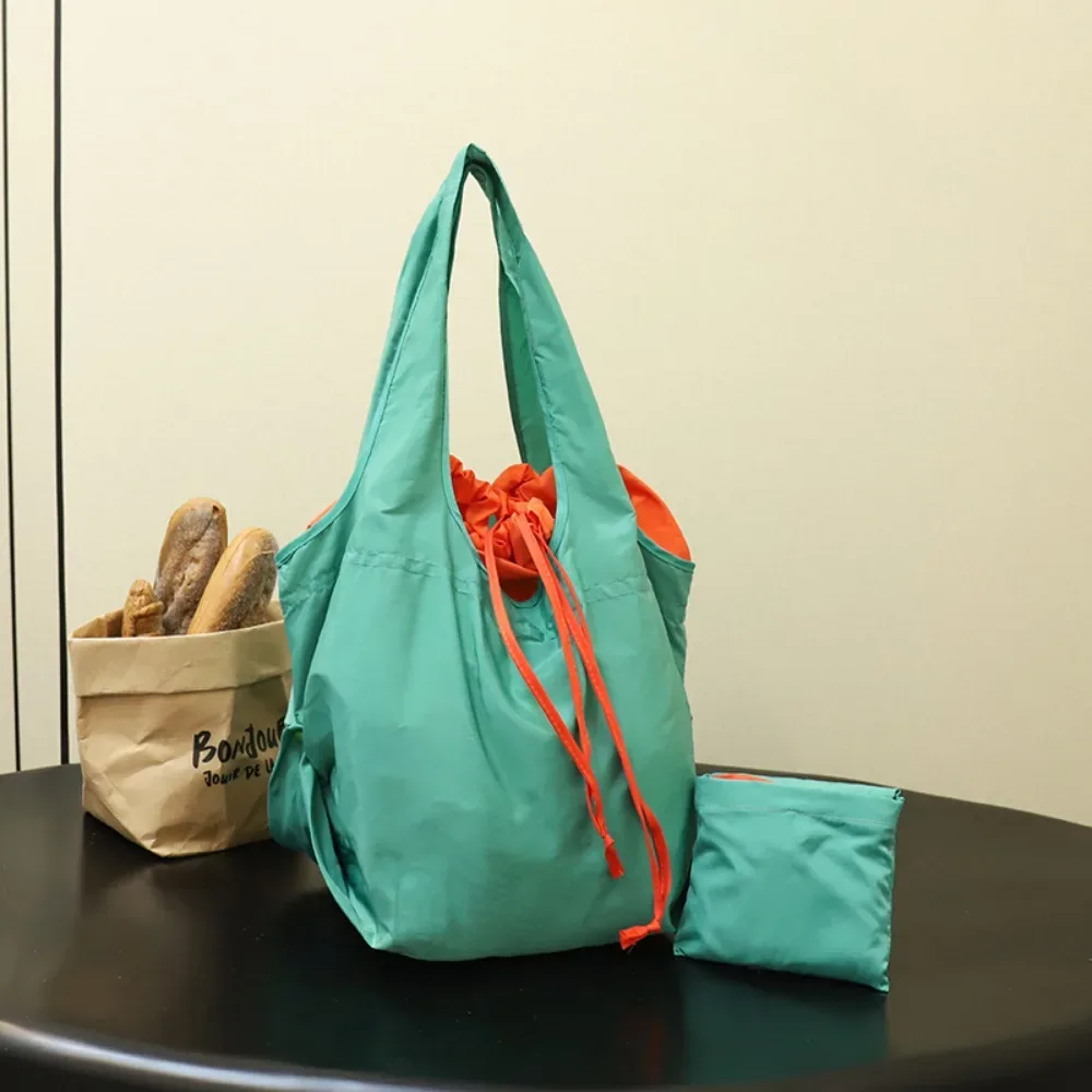 sac à main réutilisable avec cordon de serrage, sac de courses en nylon de grande capacité, sac écologique, sacs de rangement imperméables, sac de voyage pour courses
