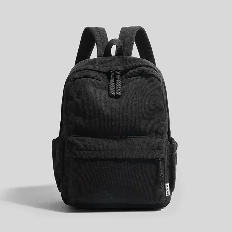 sac dos velours cotelé gris compartiment intérieur bandoulière arquée fermeture éclair usage etudiant femmes