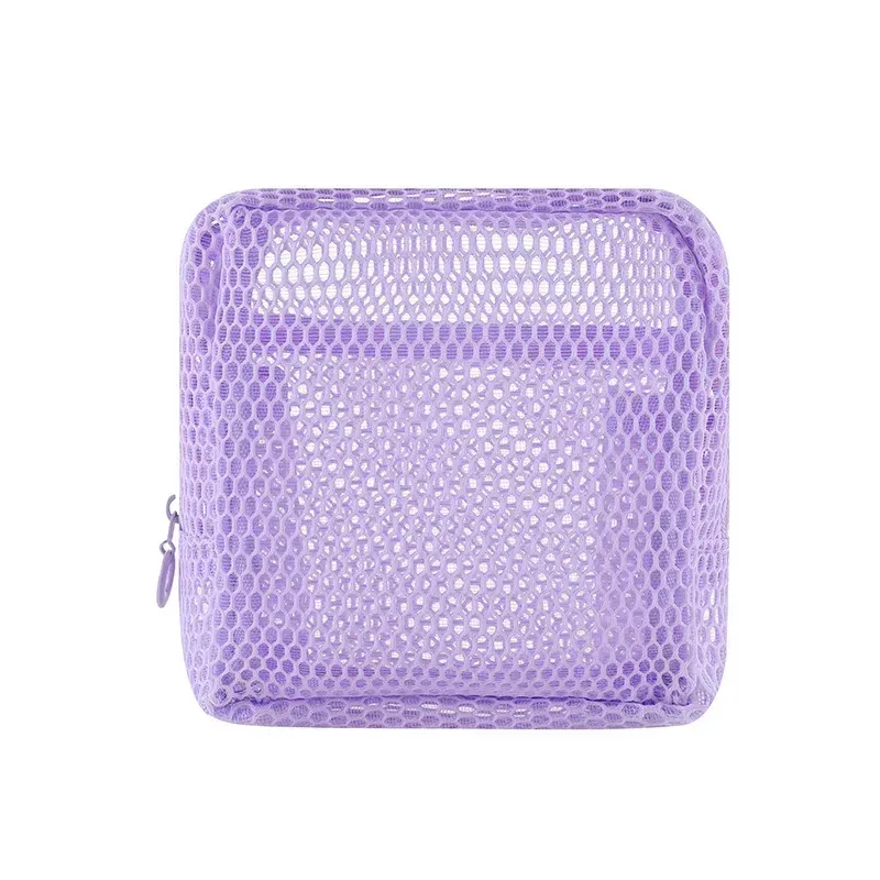petit sac de maquillage en maille pour femmes, pochette carrée transparente et légère, organisateur de cosmétiques de voyage pour rouge à lèvres et étui à coussin