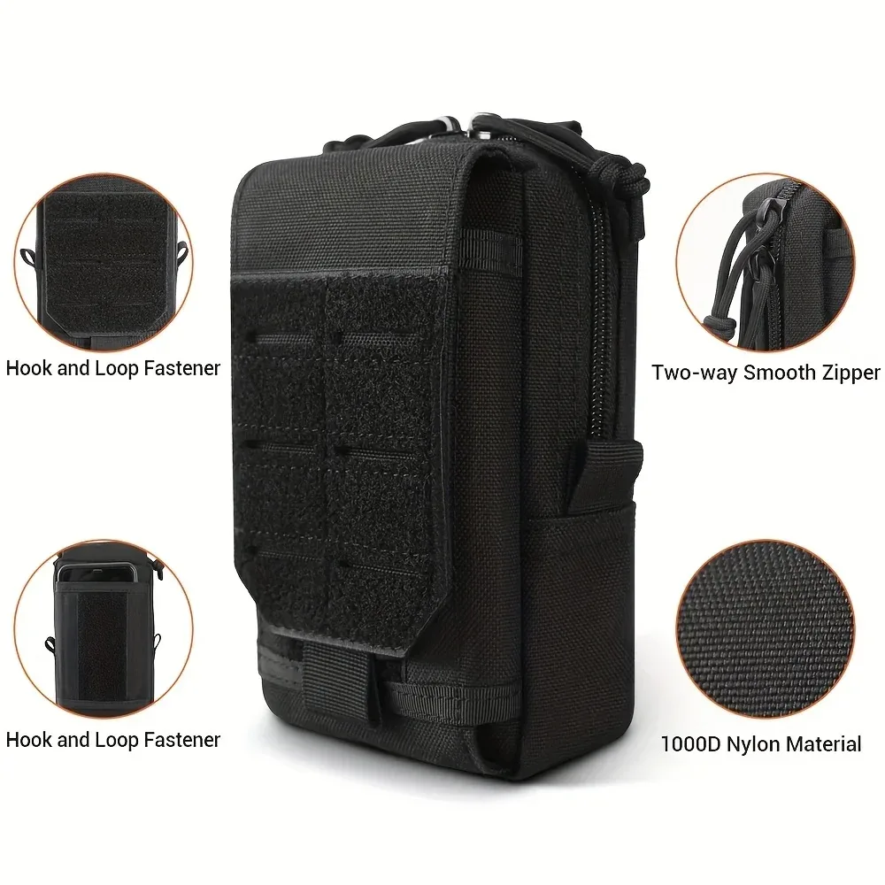 sac banane tactique molle noir pas cher pour homme, sacoche d'extérieur edc, organiseur d'outils et de gadgets, sacoche de gilet, étui pour téléphone portable