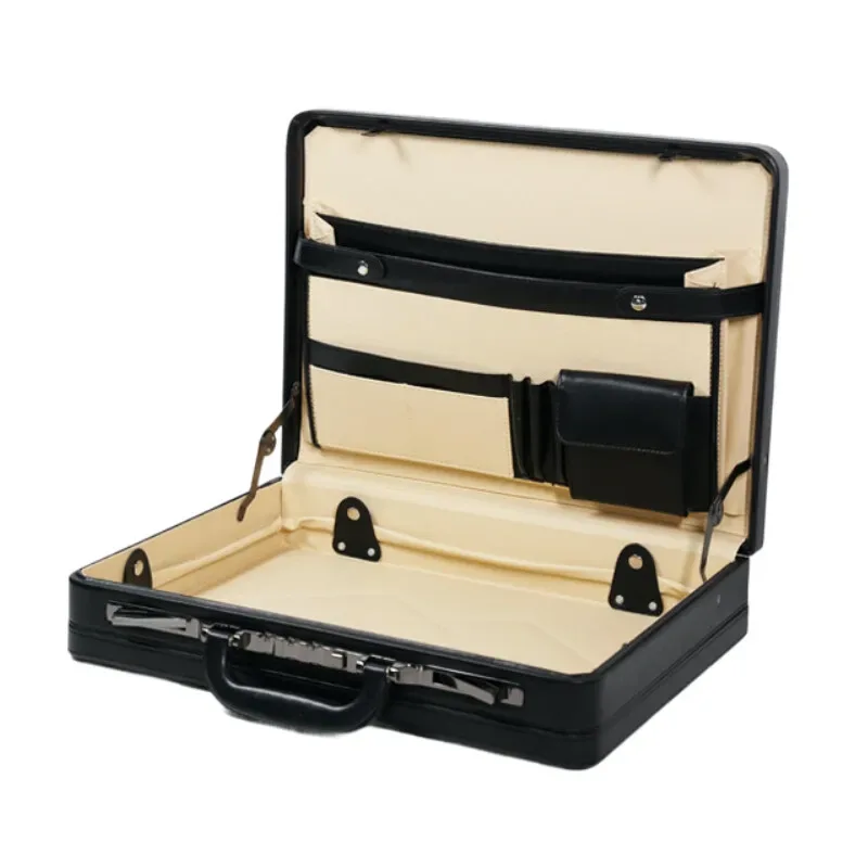 porte-documents d'affaires en cuir pu de qualité supérieure de style vintage avec verrouillage par mot de passe - sac pour ordinateur portable vintage pour hommes