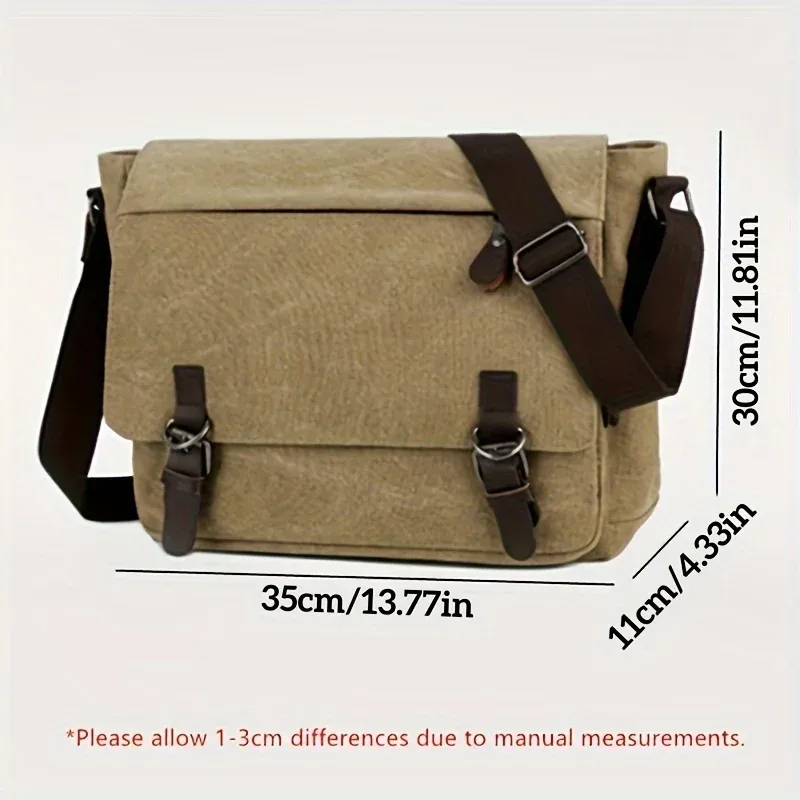 sac messager rétro en toile pour homme, grand sac pour ordinateur portable, sac bandoulière décontracté pour les sorties, les trajets quotidiens, les sacs d'école, les sacs universitaires
