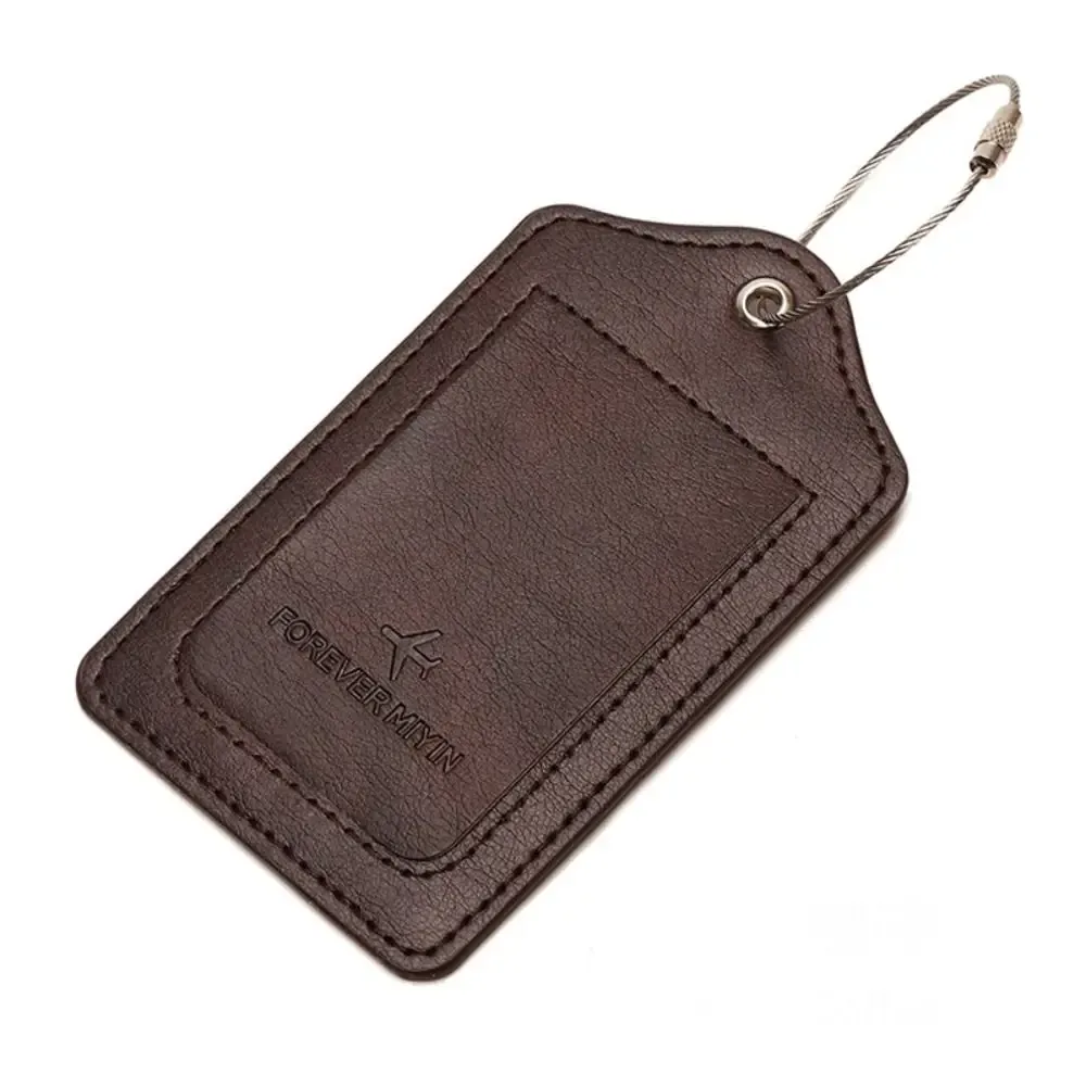 étiquettes de bagage en cuir avec boucle de câble métallique anti-perte, couverture de protection de la vie privée, étiquette de bagage polyvalente, passe d'embarquement étanche