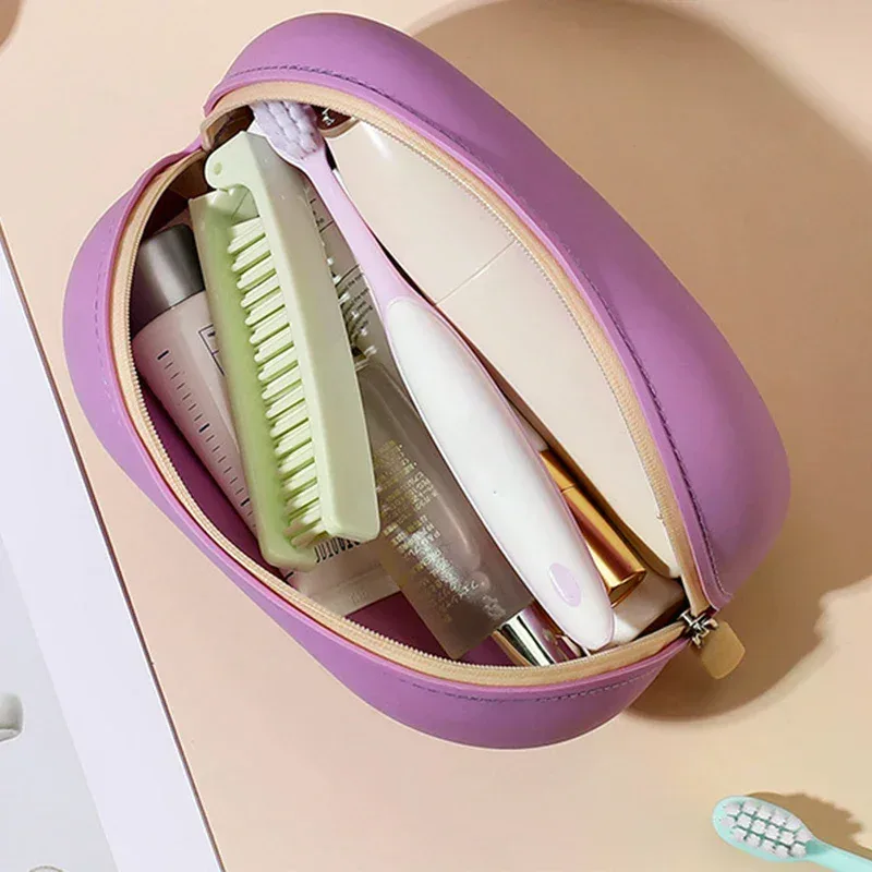 sac à cosmétiques en silicone de grande capacité, sac de rangement de voyage étanche, gain de place, anti-poussière, fermeture à glissière, porte-monnaie de voyage