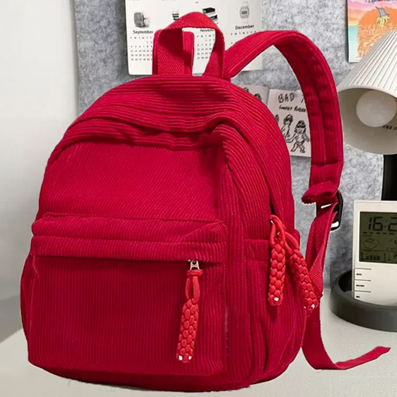 mini sac à dos en velours côtelé durable, sac à dos décontracté rétro avec plusieurs compartiments pour femmes, pour le quotidien, les voyages et le week-end