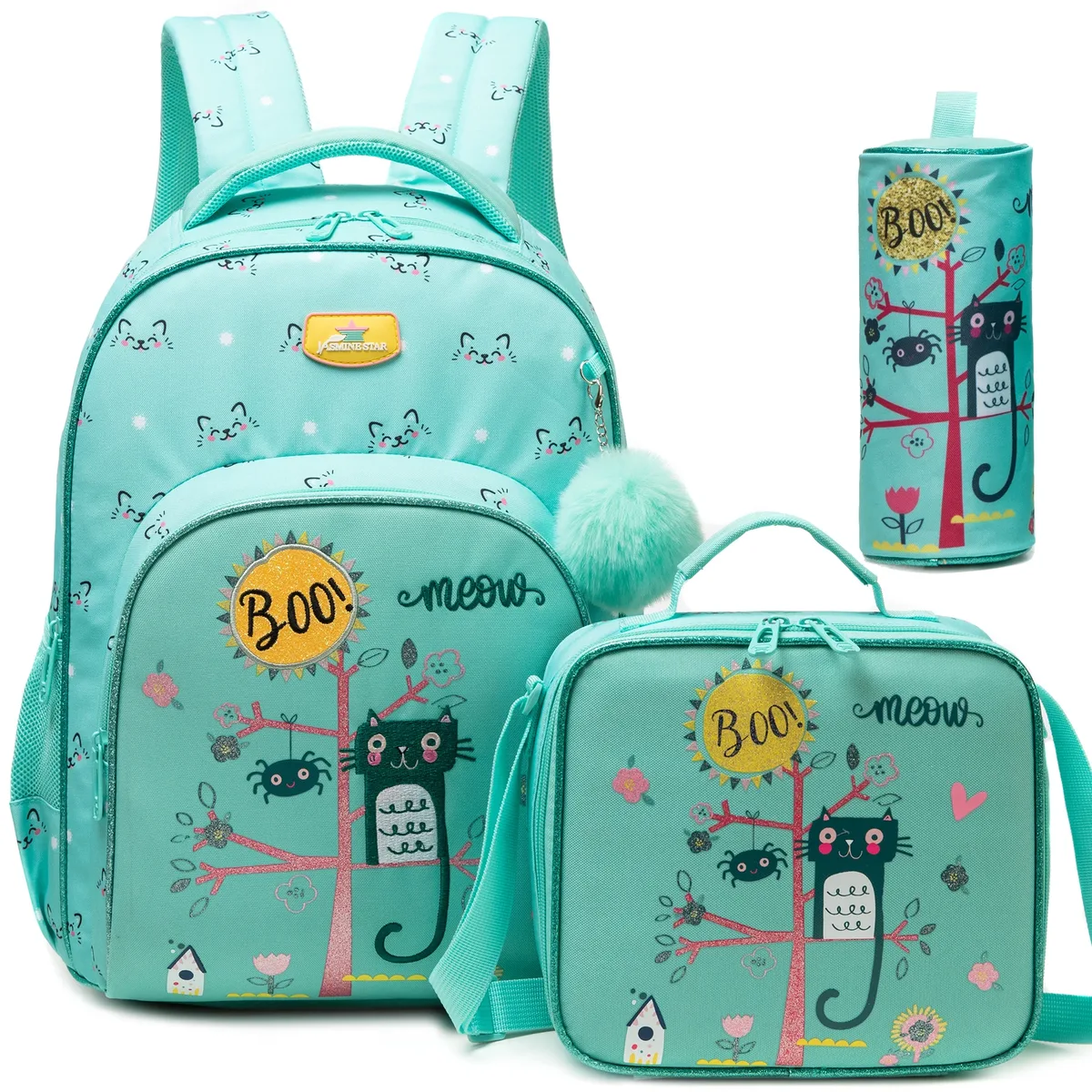 3 pièces sac à dos pour enfants fleur filles bookbag ensemble avec boîte à déjeuner primaire collège sac à dos pour voyage retour à l'école approvisionnement