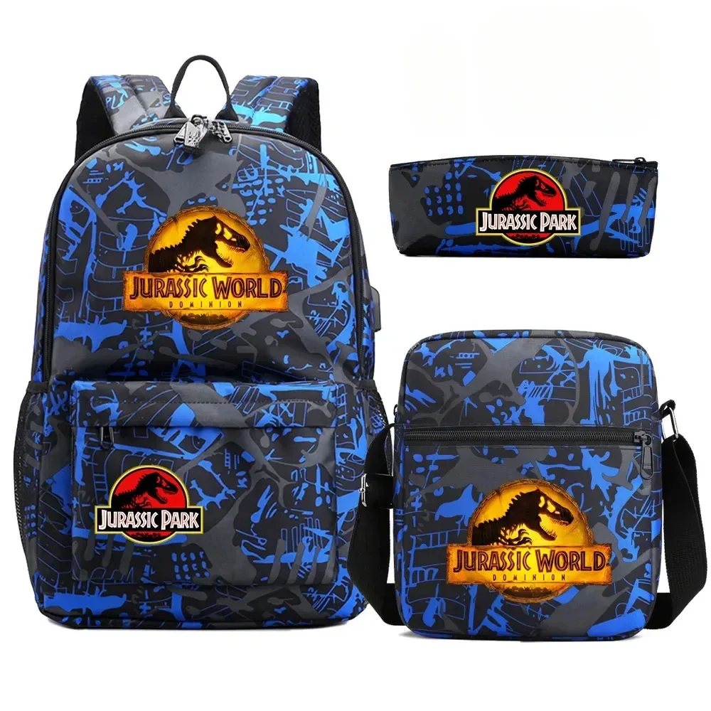 sac à dos de voyage avec serrure antivol usb pour garçon et fille, cartable pour livre d'école pour enfants, sac à stylo, 3 pièces