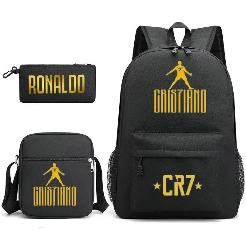 sacs d'école de cosplay football cr7, sac à dos pour ordinateur portable, pour adolescents garçons et filles, 3 pièces/ensemble