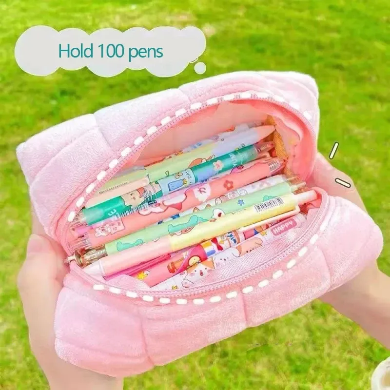 trousse de maquillage en peluche mignonne pour femmes, petits sacs à cosmétiques portables de voyage, trousse de toilette à fermeture éclair de couleur unie, pochette de lavage, sacs de rangement