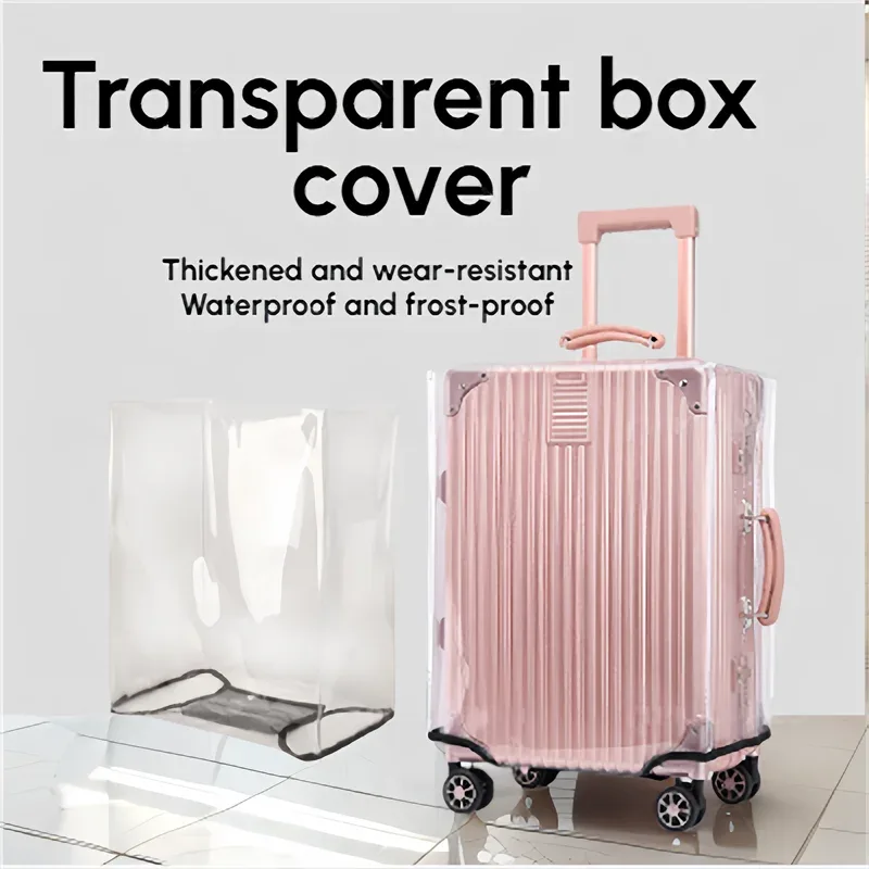 Housse de protection pour bagages à roulettes, imperméable, entièrement transparente, épaisse, en PVC
