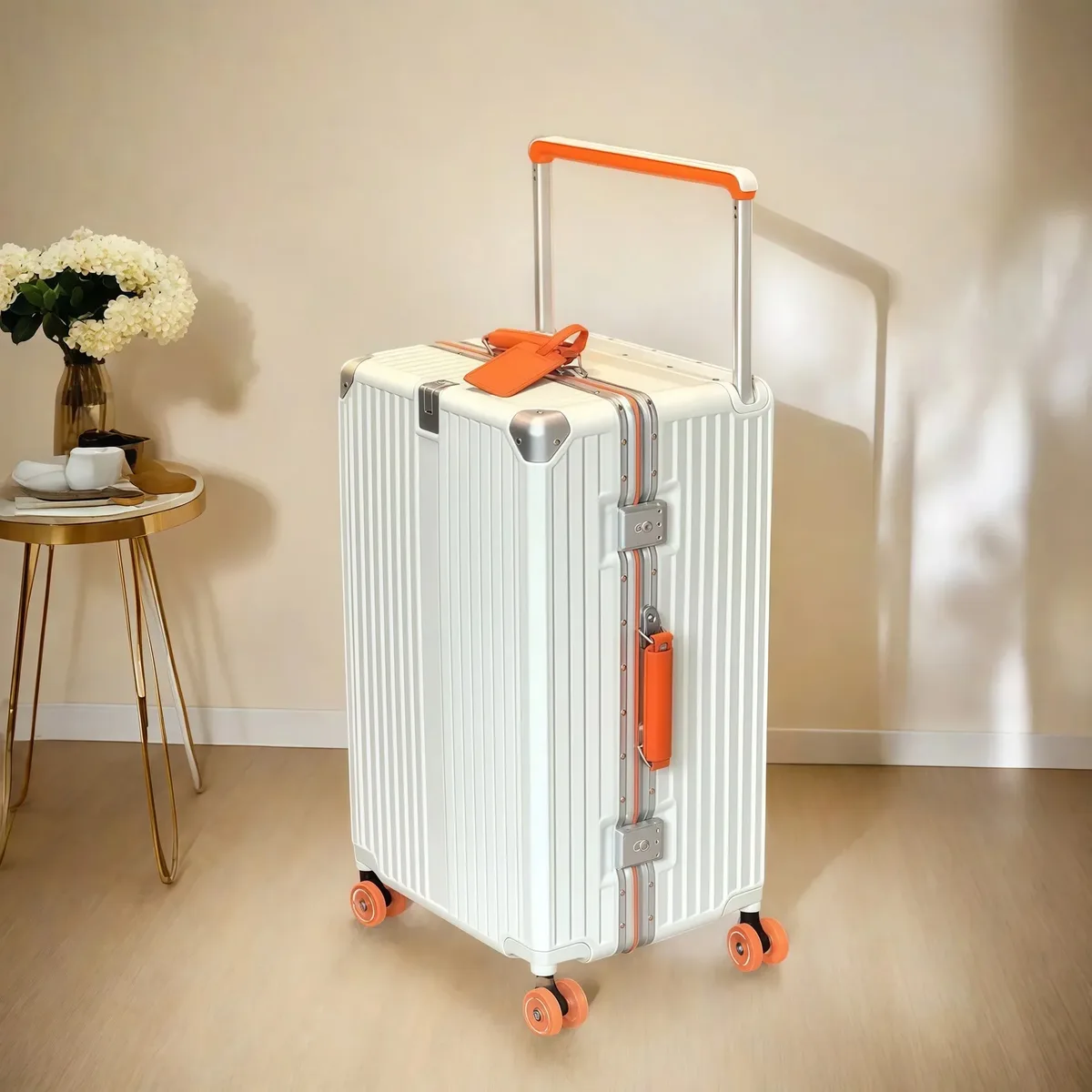 valise bagage roulant pc aluminium serrure tsa roues silencieuses poignées transport amovibles compartiments internes organisés usage voyage