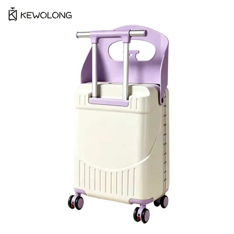valise à roulettes pour enfants de 20 pouces, bagage de voyage 2-en-1 pour tout-petits avec siège et roues pivotantes, trolley léger.