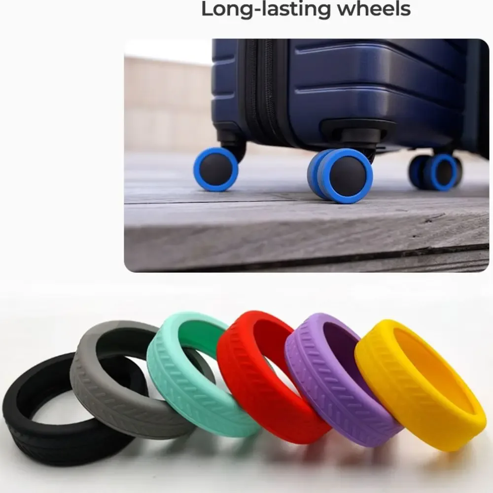 4/8 pièces protège-roues de bagages en silicone, réduisant l'usure et le bruit des roues, protections pour roulettes de bagages de voyage
