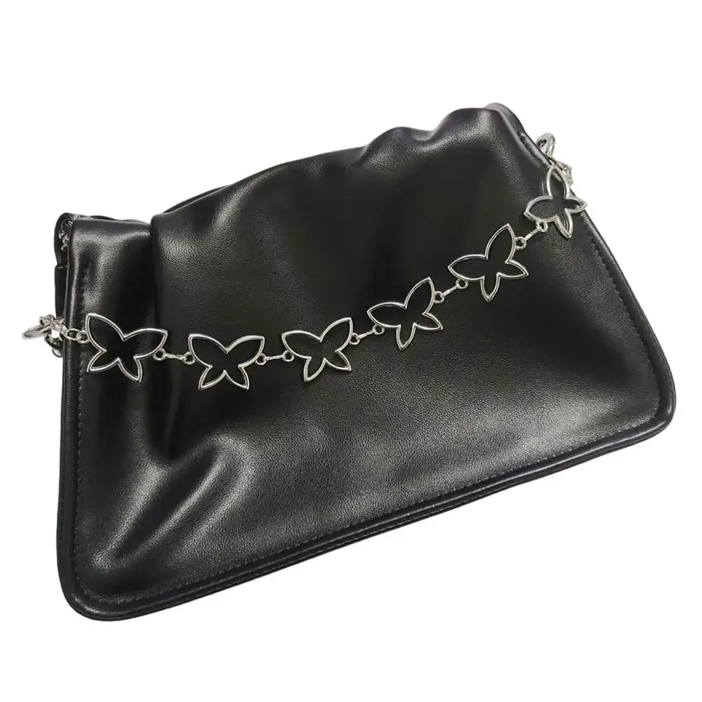 chaîne de sac en métal papillon multicouche, chaînes de sac en métal argenté, mode bricolage, sac à bandoulière, sangles en chaîne, accessoires de décoration pour jeans