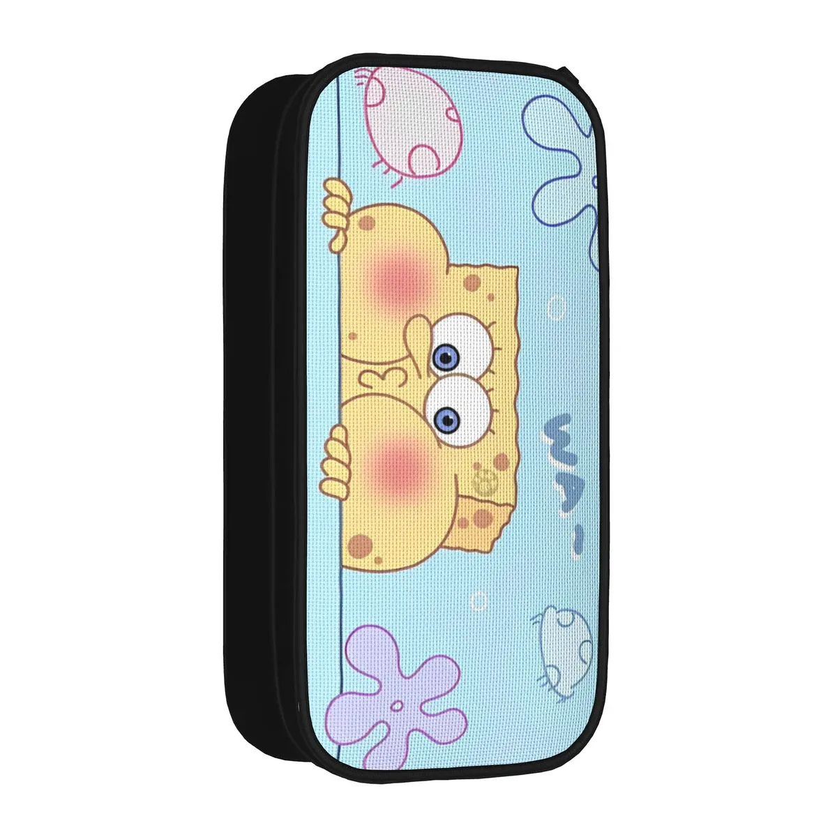 trousse à crayons s-spongebobs avec portraits de visages multiples, pochette en toile, grande capacité, pour garçons et filles, fournitures scolaires