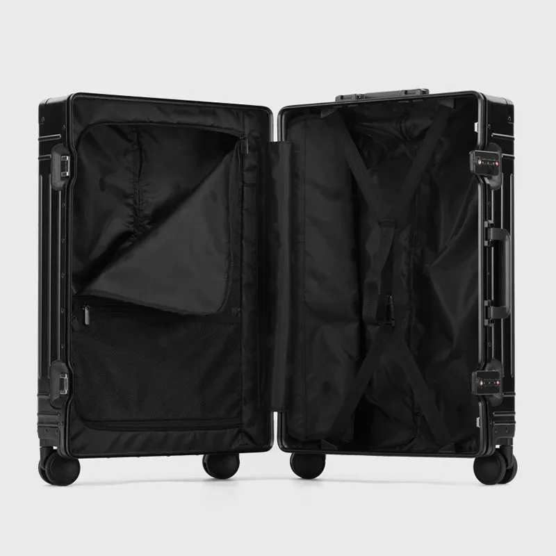 valise en aluminium de 20/24/26/28 pouces, boîtier de chariot en alliage, bagages roulants de grande capacité de 30 pouces, valise de voyage avec roulettes