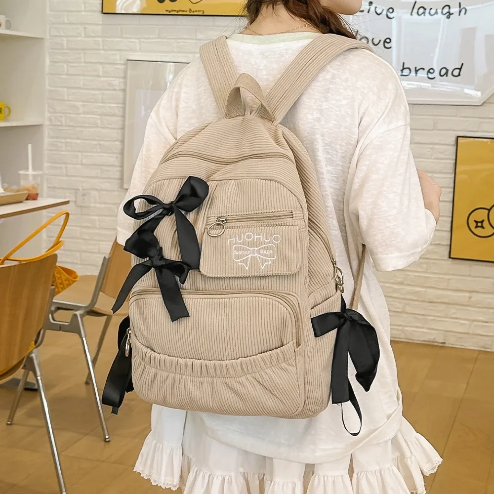 nouveau sac à dos coréen 2025, sac à dos polyvalent pour les trajets quotidiens, sac à dos élégant pour étudiantes, sac à dos à nœud