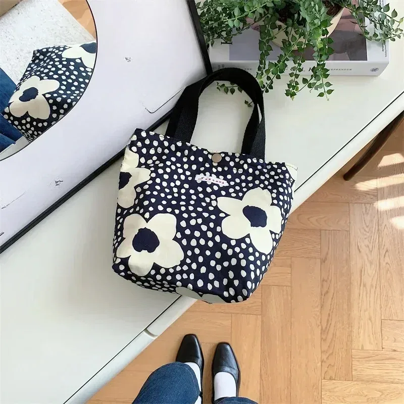 sac de shopping en toile simple pour femmes, sacs à bandoulière pliables, pochette alimentaire de pique-nique, petit fourre-tout, boîte à déjeuner pour étudiants