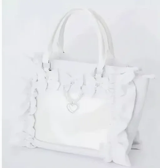 sac à main en dentelle à volants pour femmes et filles, sacoche de style japonais, fourre-tout carré avec nœud papillon en perles, sacs à main portables initiés