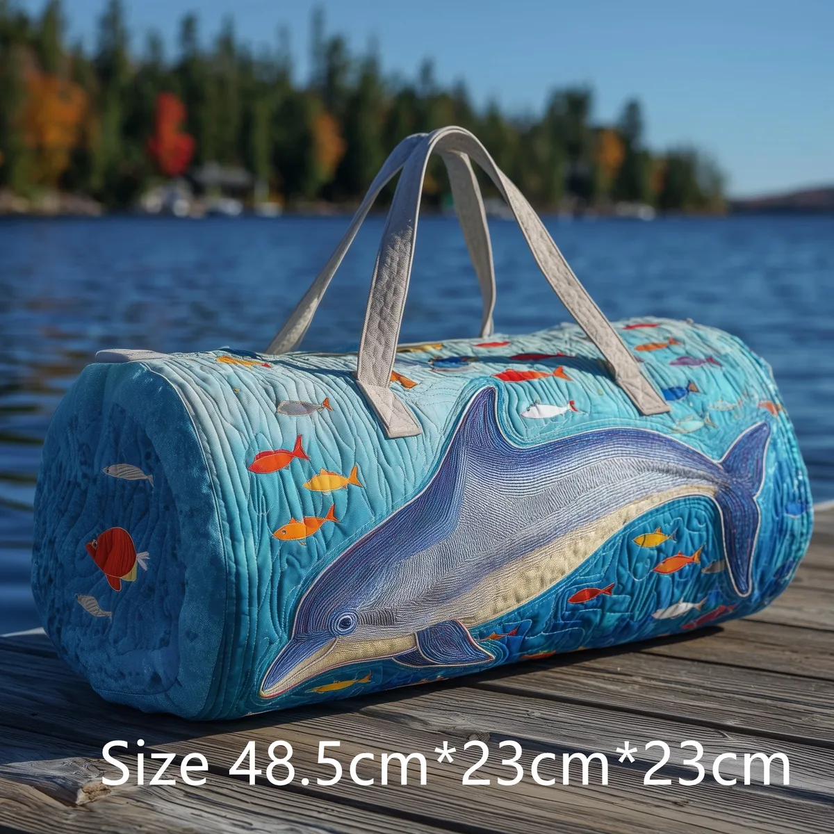 sac de pêche matelassé fait main tendance, sac de week-end imprimé 3d motif poisson basse, sac de voyage pour homme, cadeau pour pêcheur, aventures en plein air