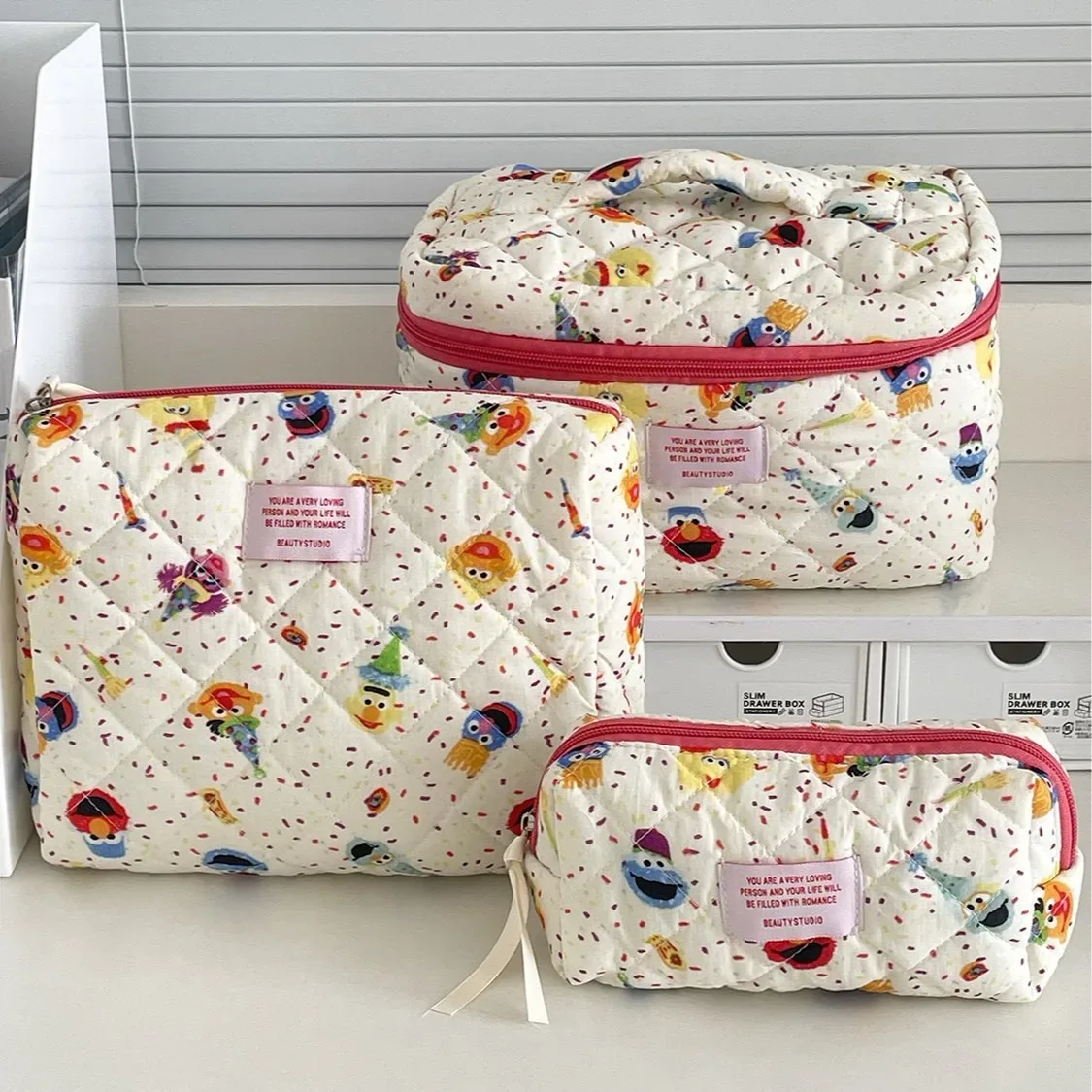 sac à cosmétiques bow flower, sac de toilette de grande capacité, sac de rangement matelassé de style court, sac à main souple portable