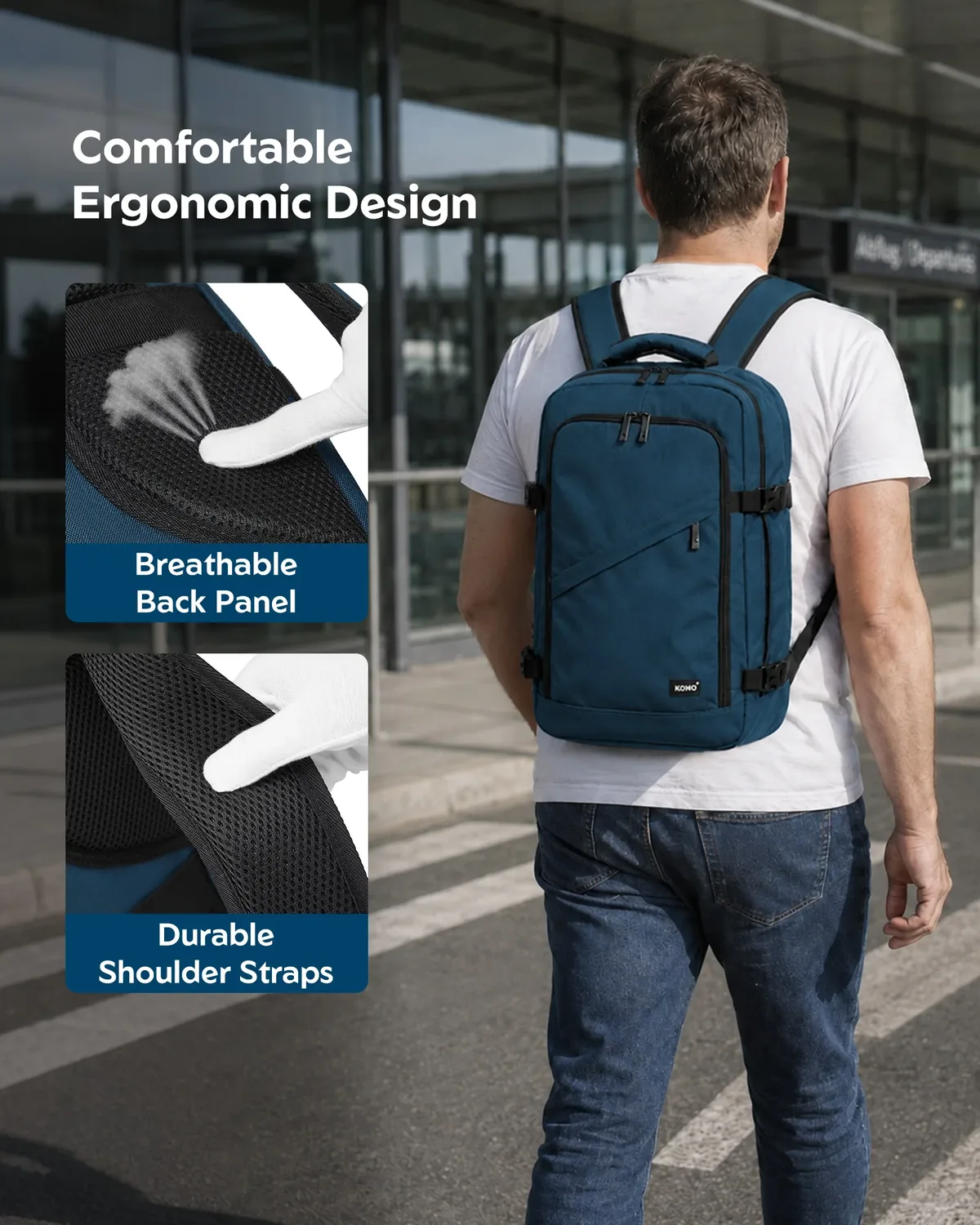 S/M/L Kono Cabin bag-Minimaliste, Léger, Compatible avec les bagages à main Ryanair, Sac à dos de voyage, 20L-38L