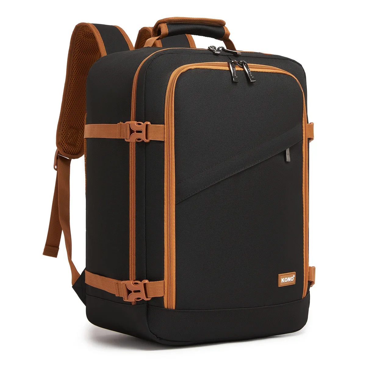 sac de cabine kono pour ryanair (40x30x20 cm, 24l), sac à dos de voyage sous siège, taille cabine, noir/marron