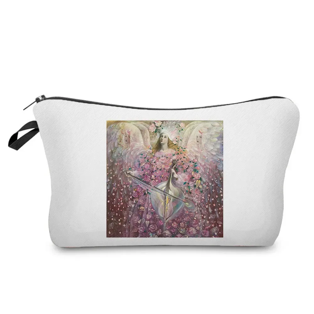 trousse de toilette à motif spinal pour femme, trousses de maquillage brodées personnalisées, trousse de toilette de voyage, belle déesse, imprimé enfant