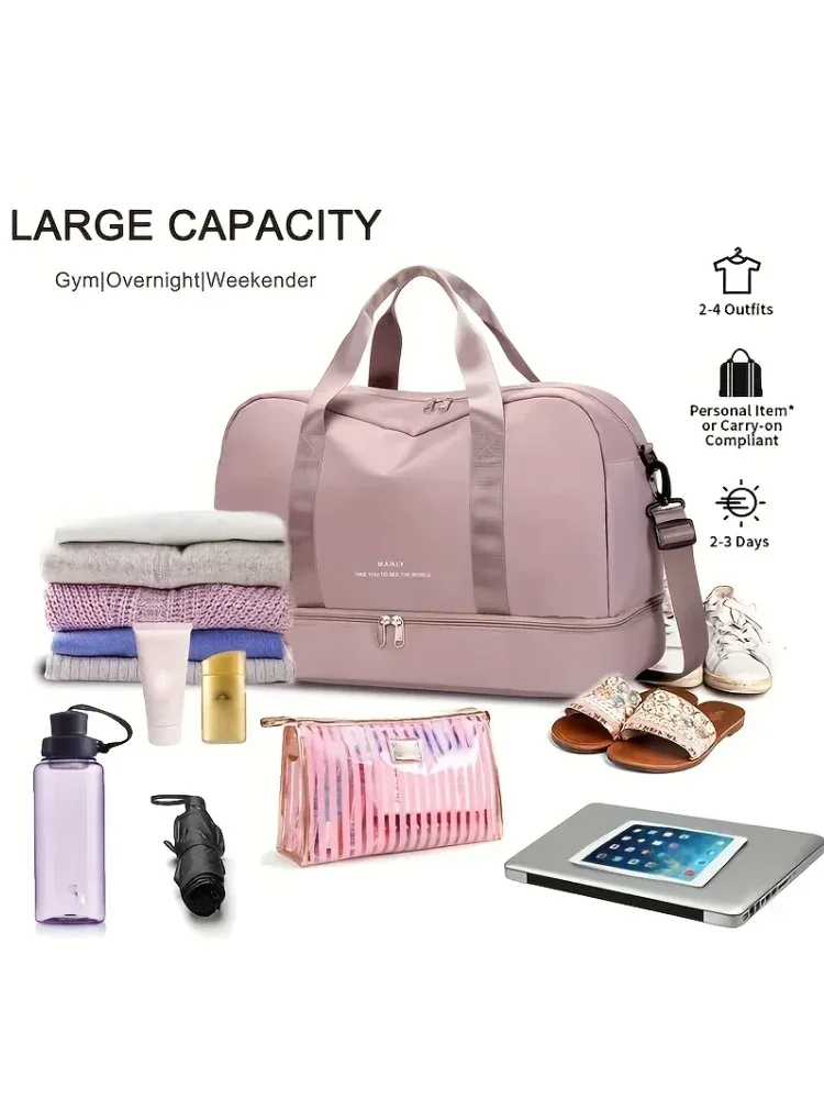 sac de voyage extensible pour femmes, sac à main de sport, sac de fitness, grande capacité, sac de nuit pour week-end à une épaule